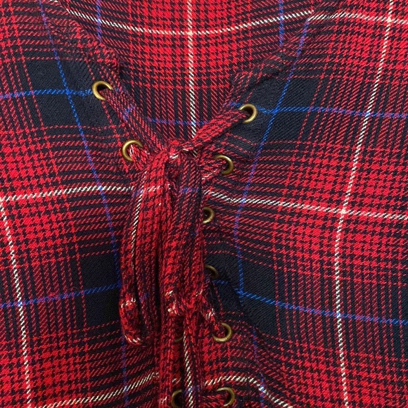 Natural Life flannel, lace up, 3/4 sleeve, unfinished hem, size large - Picture 2 of 7